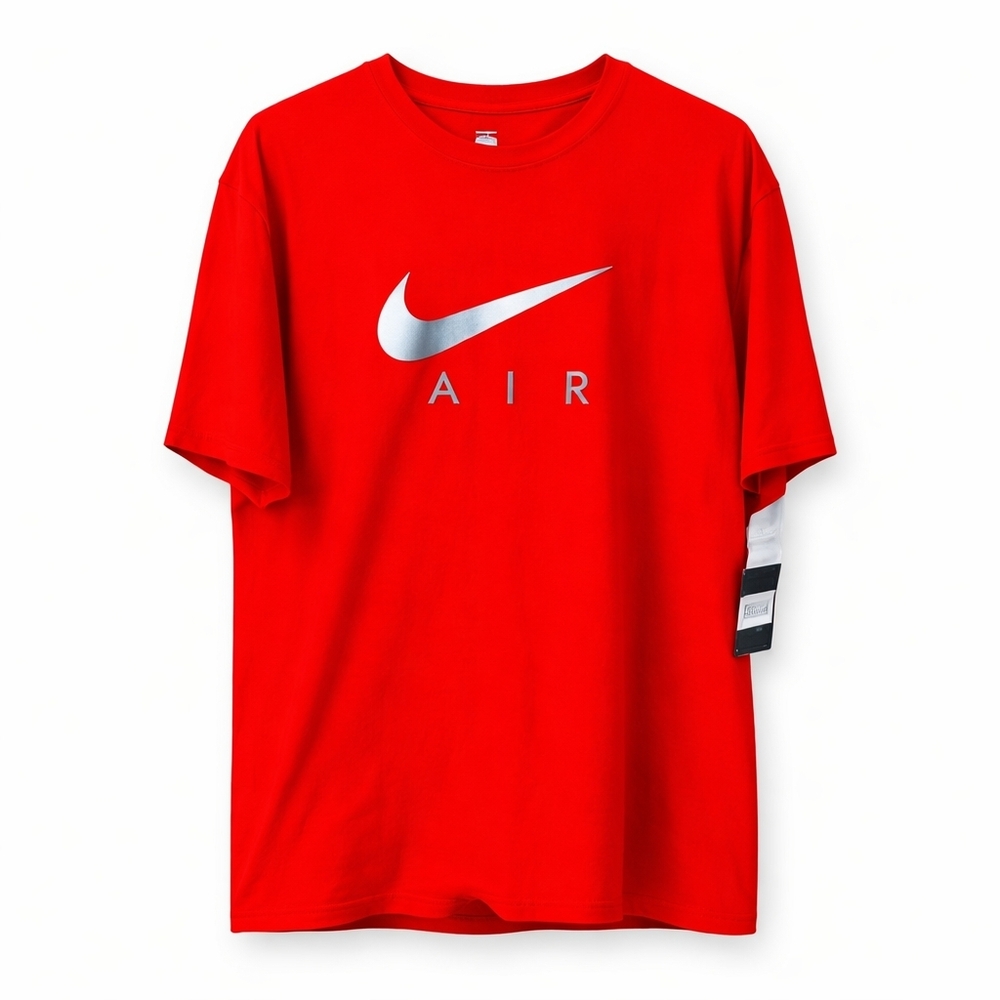 Nike Air Large Red Cotton Graphic Tee Dri-Fit Swoosh Logo Shirt NWT